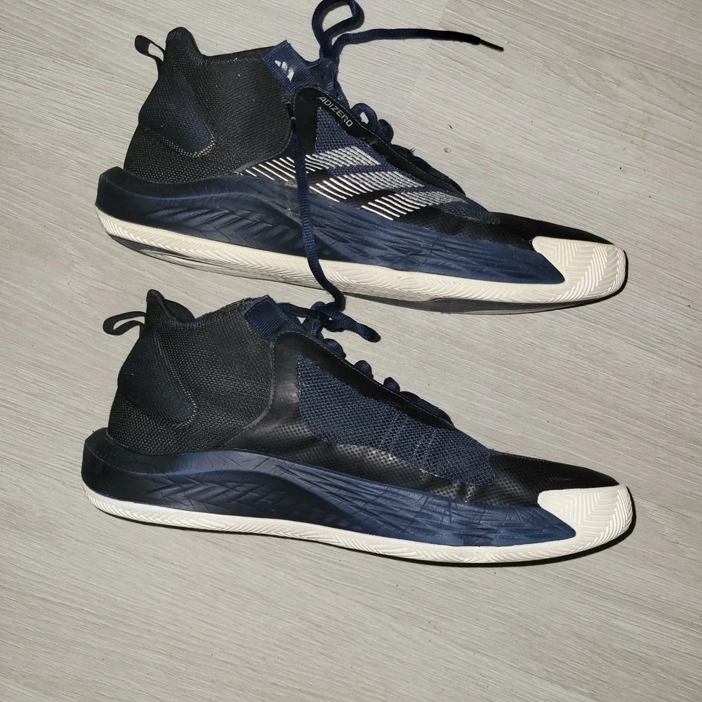 Adidas Adizero Mens Basketball Shoes Navy White Athletic Sneakers‎ 15 athleisure